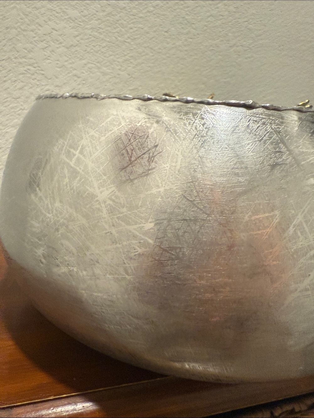 Michael Aram Hand textured SS & Brass Decorative Serving Bowl or Centerpiece - Picture 4 of 6